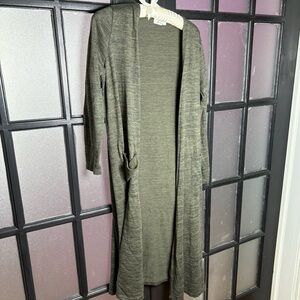 LuLaRoe Olive Green Long Duster Cardigan With Pockets Size M